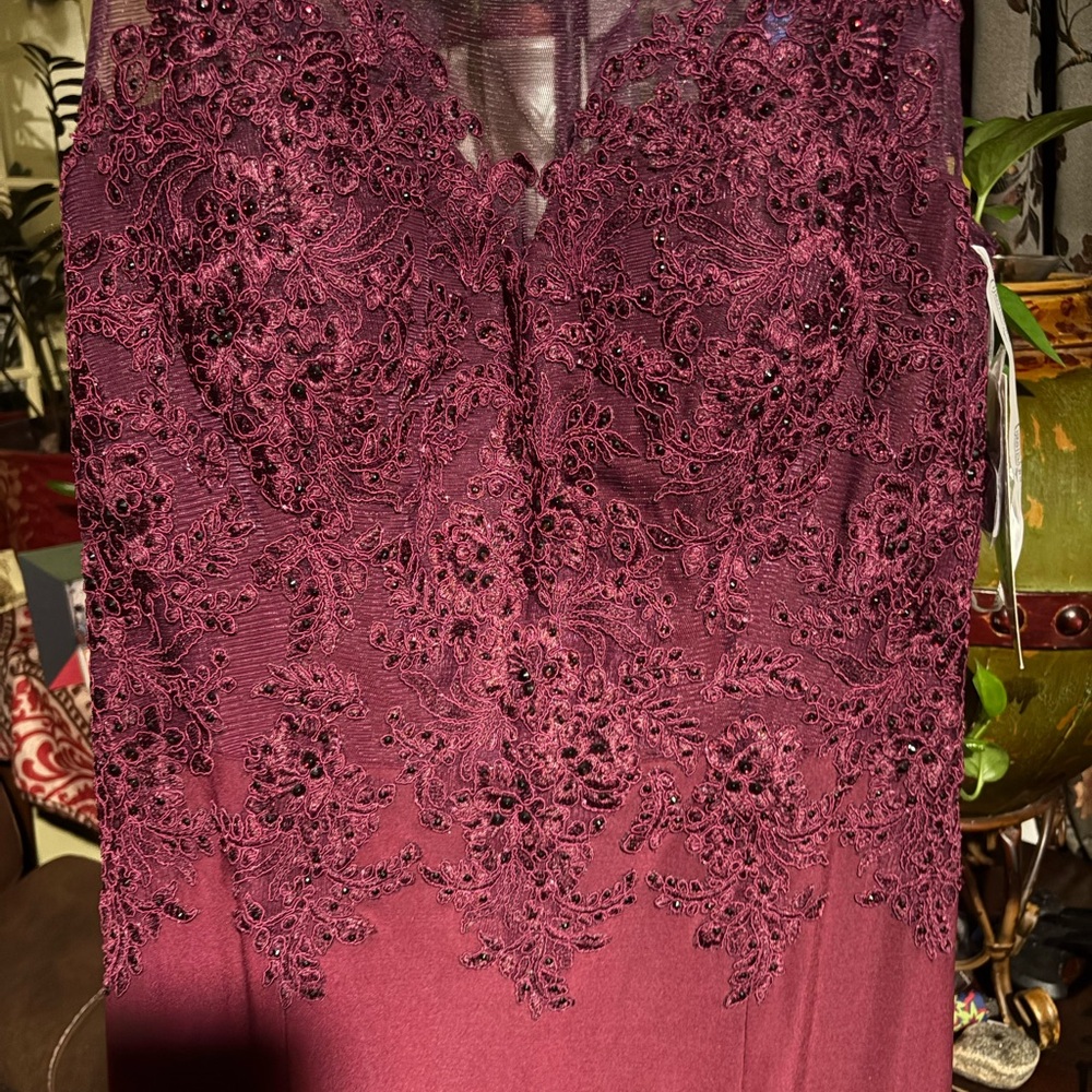 Christina Wu Burgundy Lace Wedding Dress